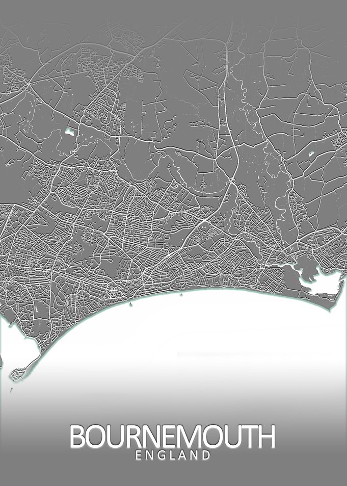 Bournemouth Grey City Map