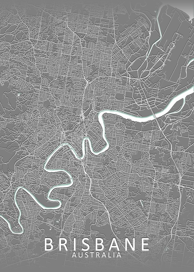 Brisbane Grey City Map