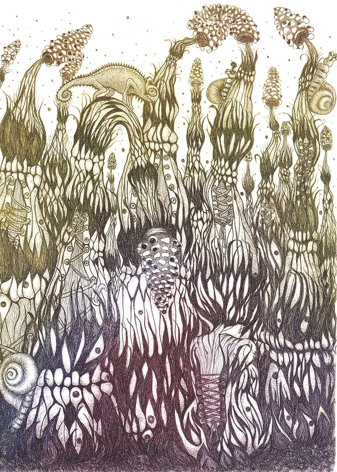 Color Woman in Horsetails