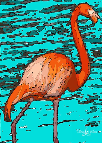 Pink Flamingo In The Bay