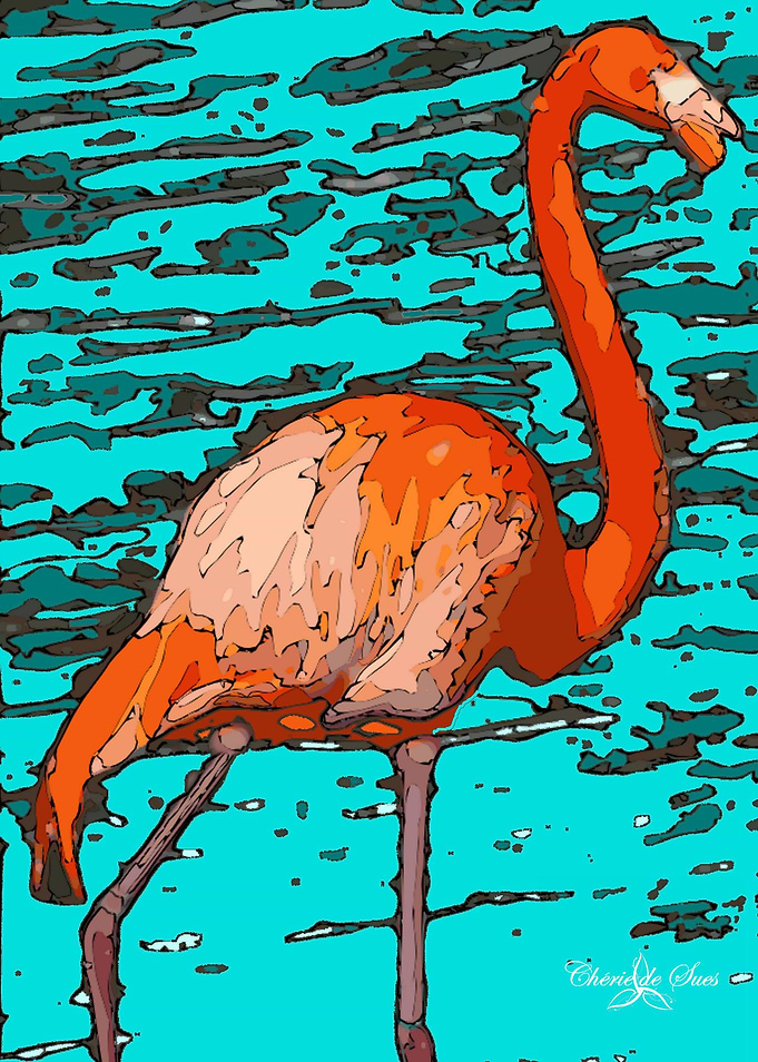 Pink Flamingo In The Bay