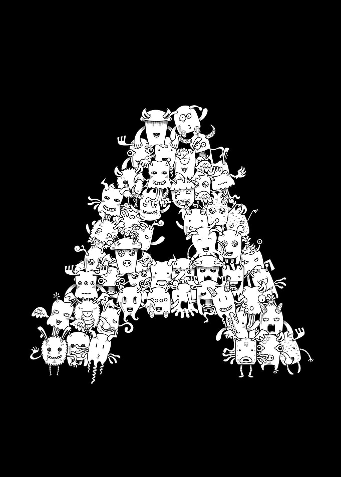 Letter A Monster Doodle