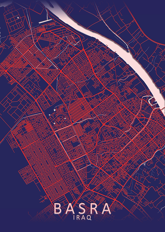 Basra Dark Blue City Map