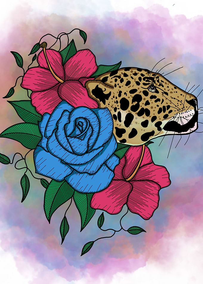 Floral Jaguar Design