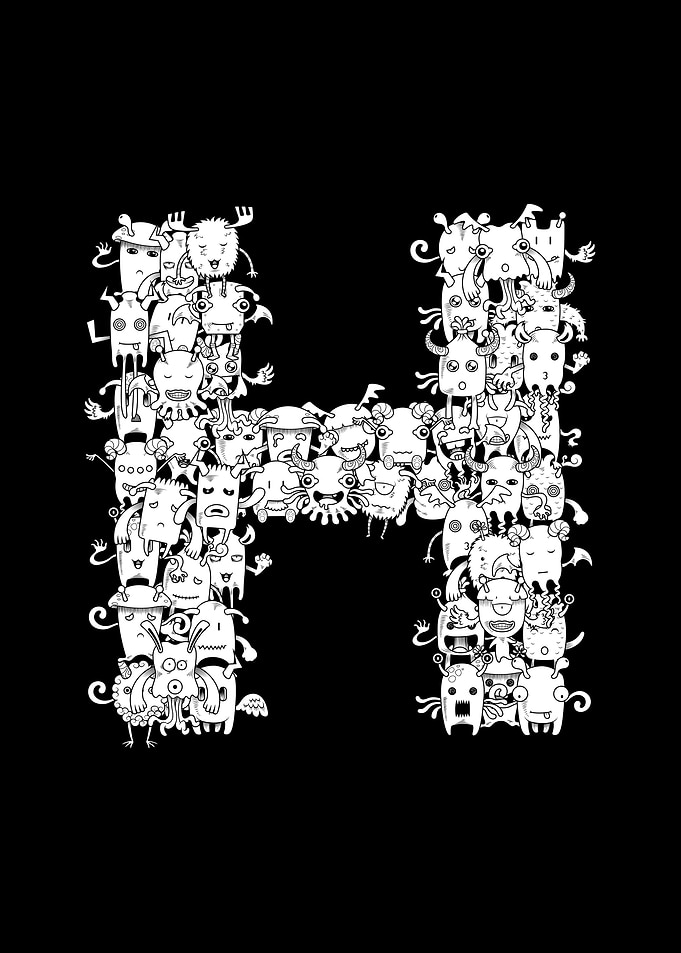 Letter H Monster Doodle