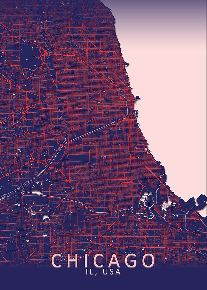 Chicago dark Blue CityMap