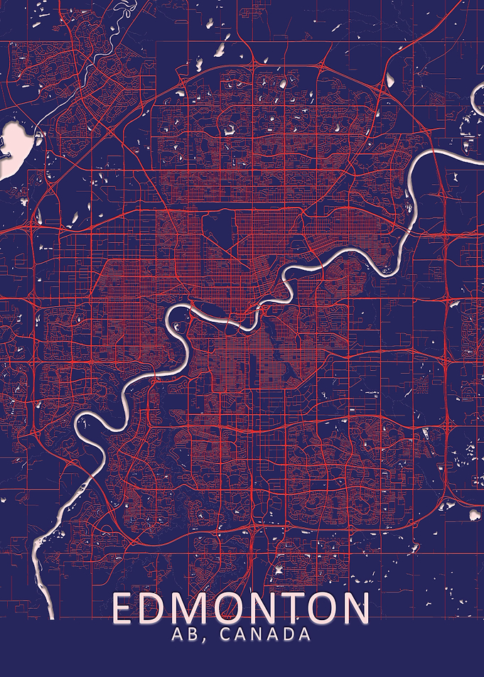 Edmonton Dark Blue Map