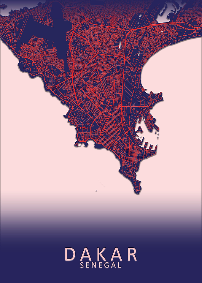 Dakar Dark Blue City Map