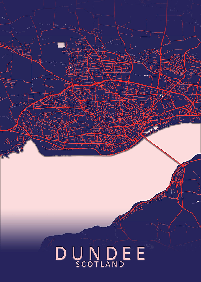 Dundee Dark Blue City Map
