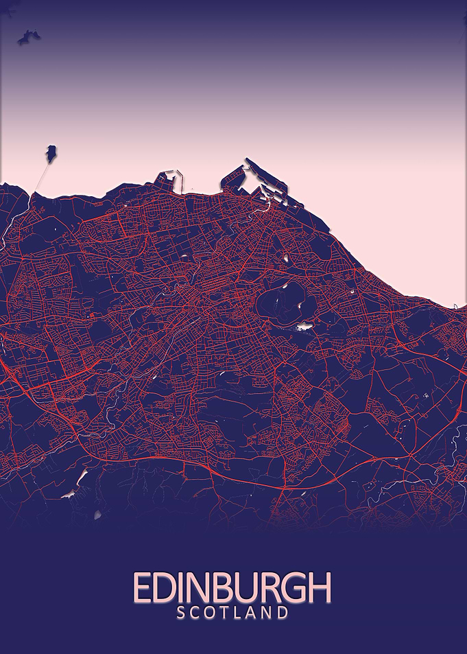 Edinburgh Dark Blue Map