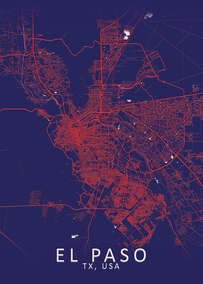 El Paso Dark Blue City Map