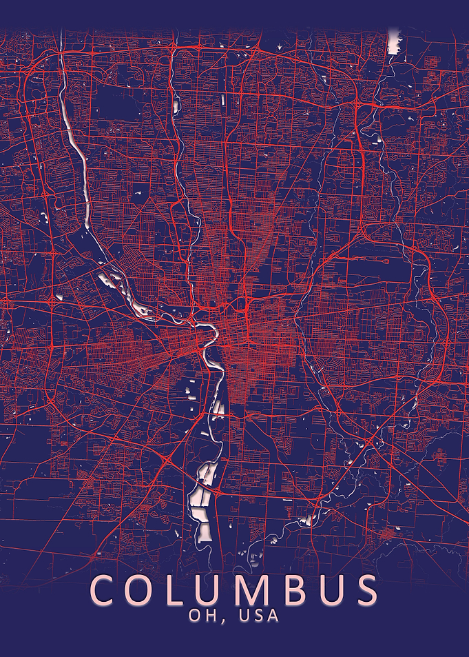 Columbus Blue City Map