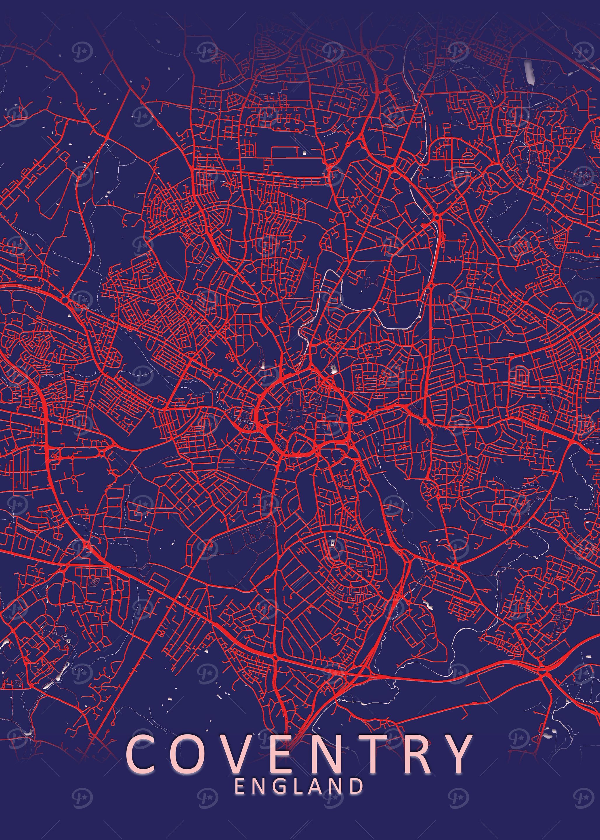 Coventry Blue City Map