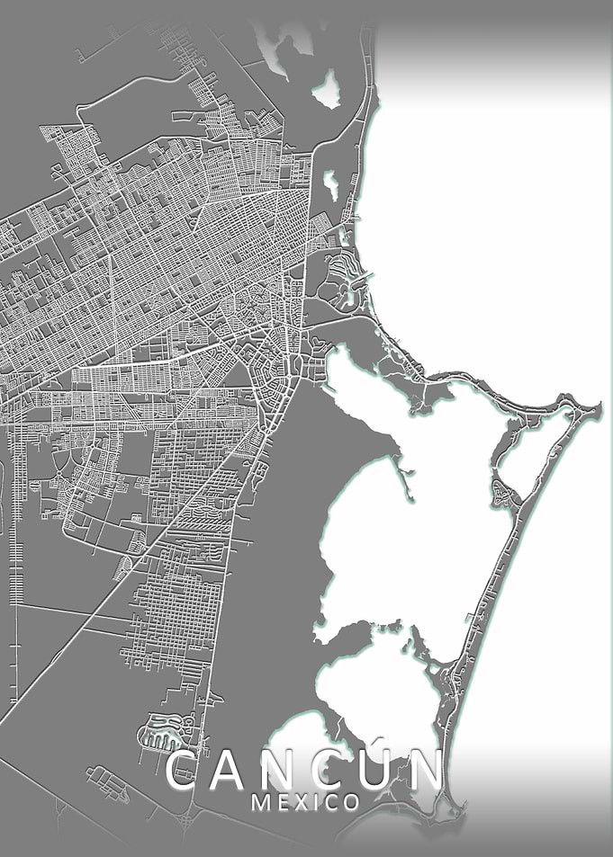 Cancun Grey City Map