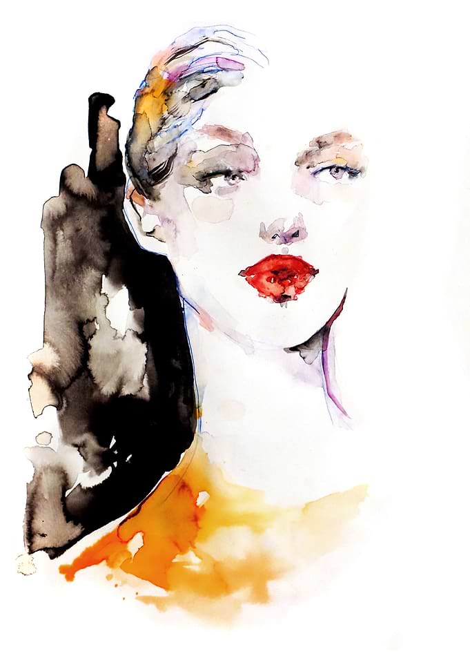 Fashion girl red lips