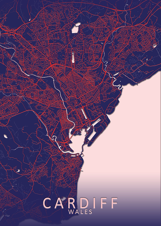 Cardiff Blue City Map