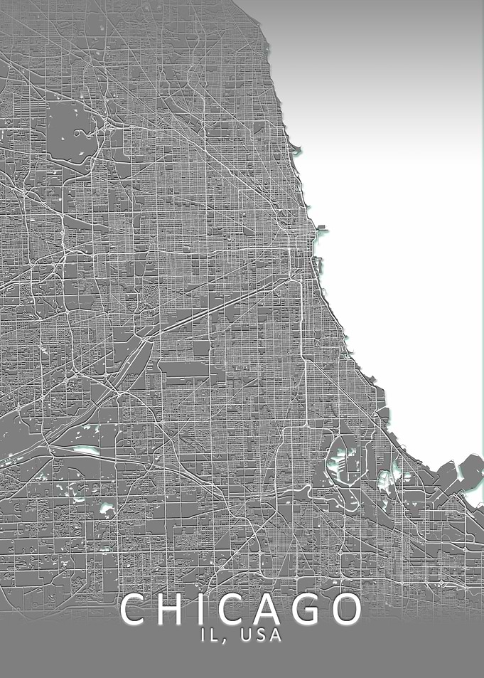 Chicago Grey City Map