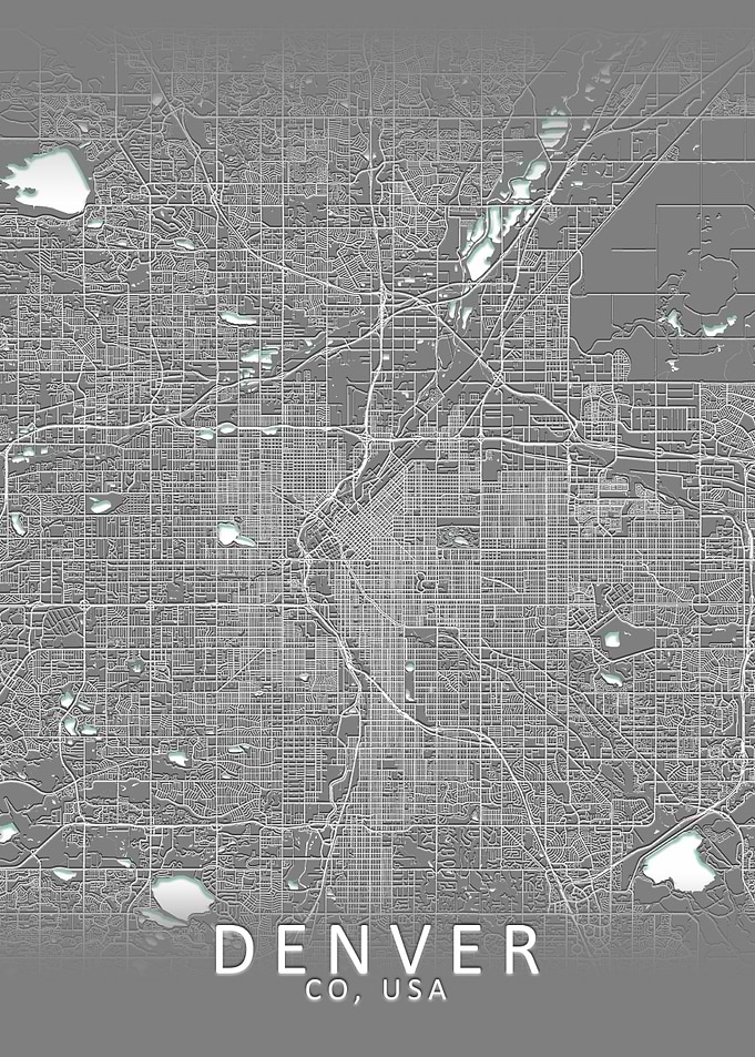 Denver Grey City Map