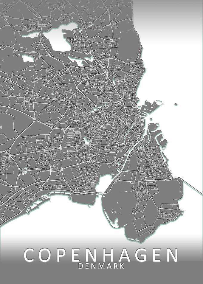Copenhagen Grey City Map