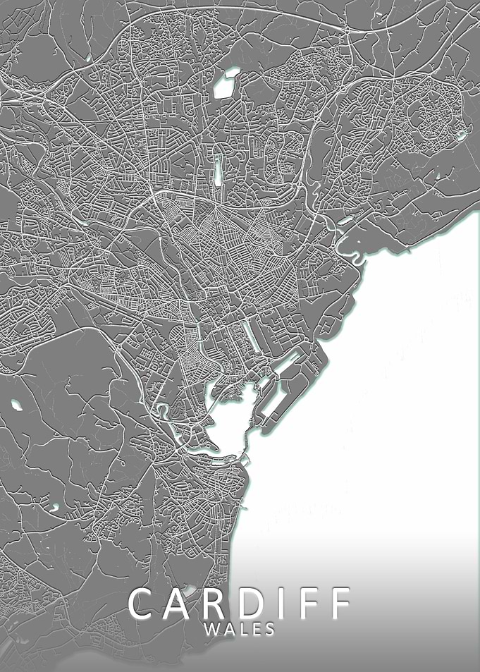 Cardiff Grey City Map