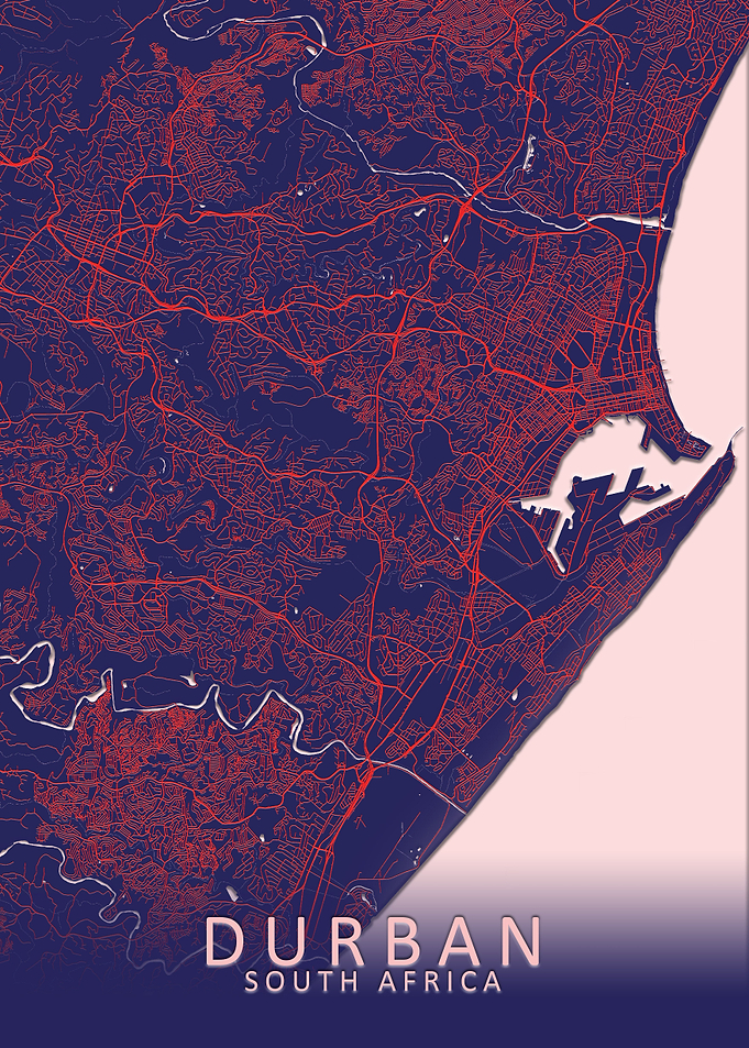 Durban Dark Blue City Map