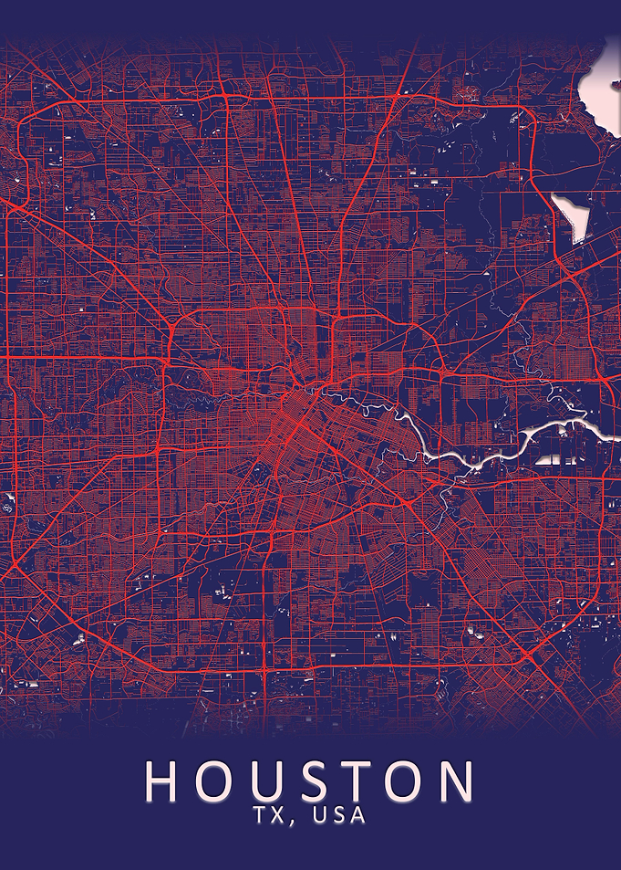 Houston Dark Blue Map