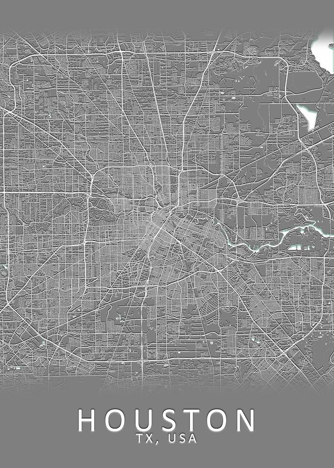Houston Grey City Map