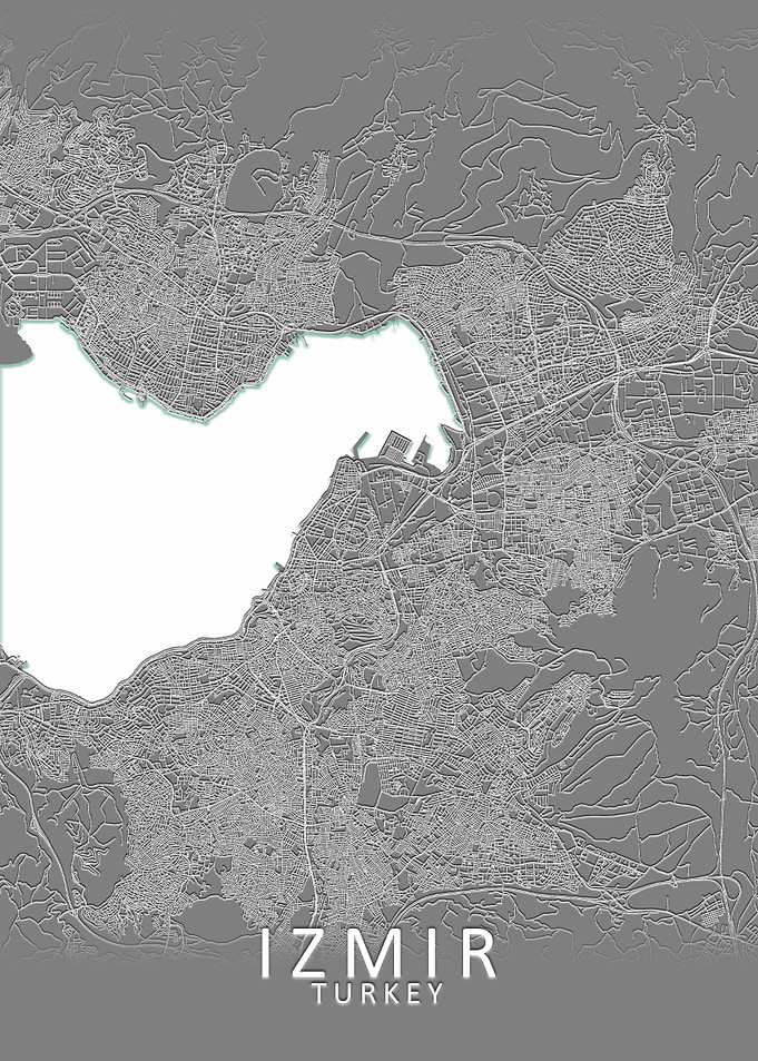Izmir Grey City Map