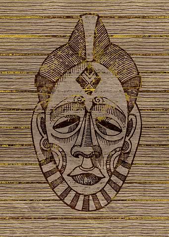 African Mask on Wood