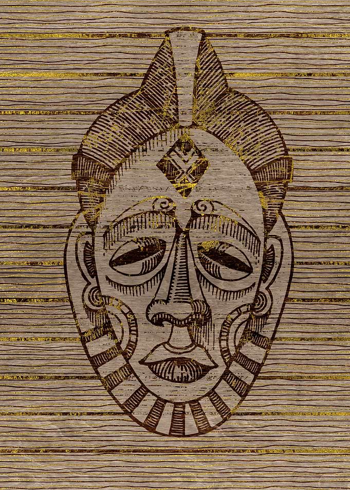 African Mask on Wood