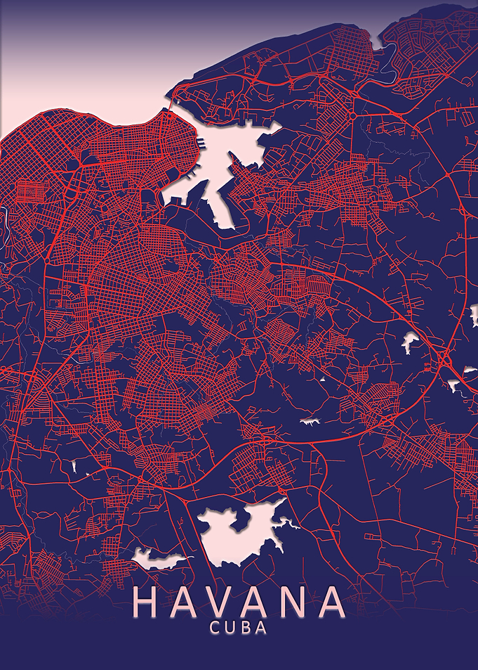 Havana Dark Blue City Map