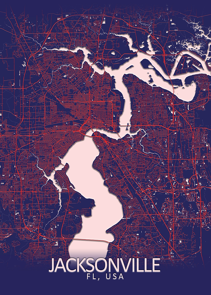 Jacksonville Dark Blue Map