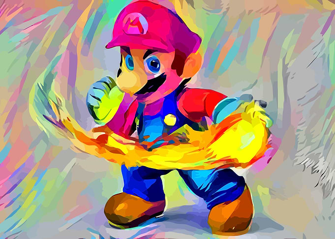Mario on fire