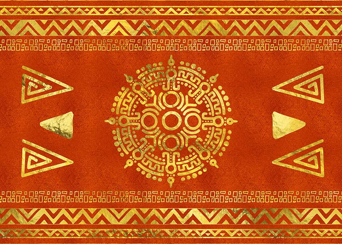 Gold Aztec Calendar Sun