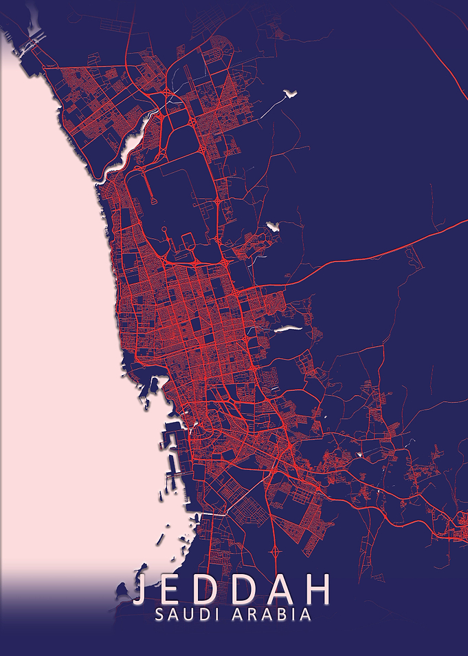 Jeddah Dark Blue City Map