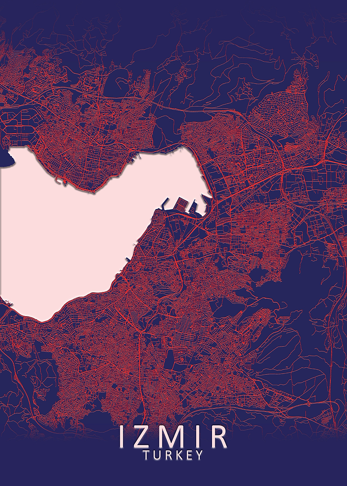 IzmirDark blue city map
