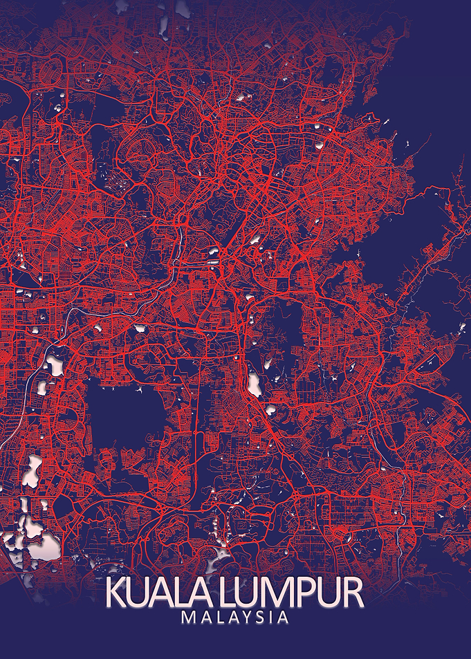 Kuala Lumpur Dark Blue Map