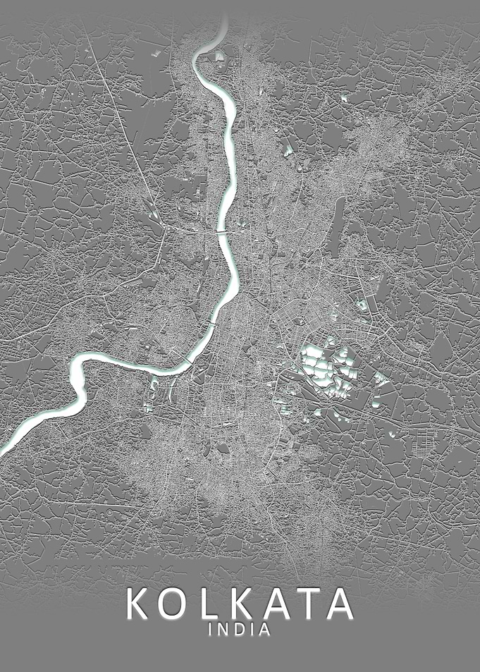 Kolkata Grey City Map