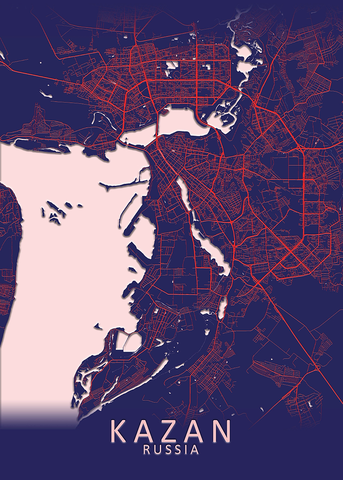 Kazan Dark Blue City Map