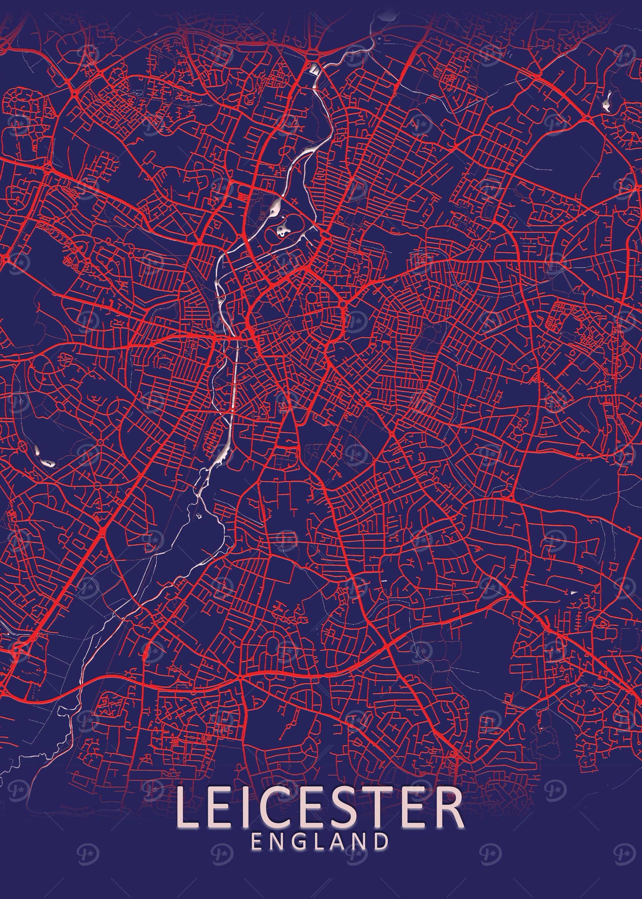 Leicester Dark City Map