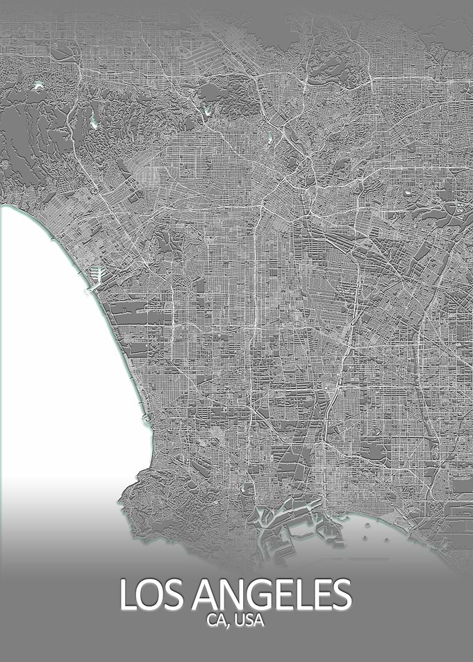 Los Angeles Grey City Map