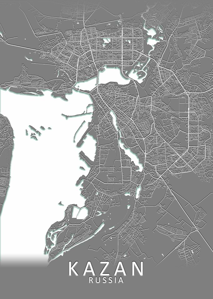 Kazan Grey City Map