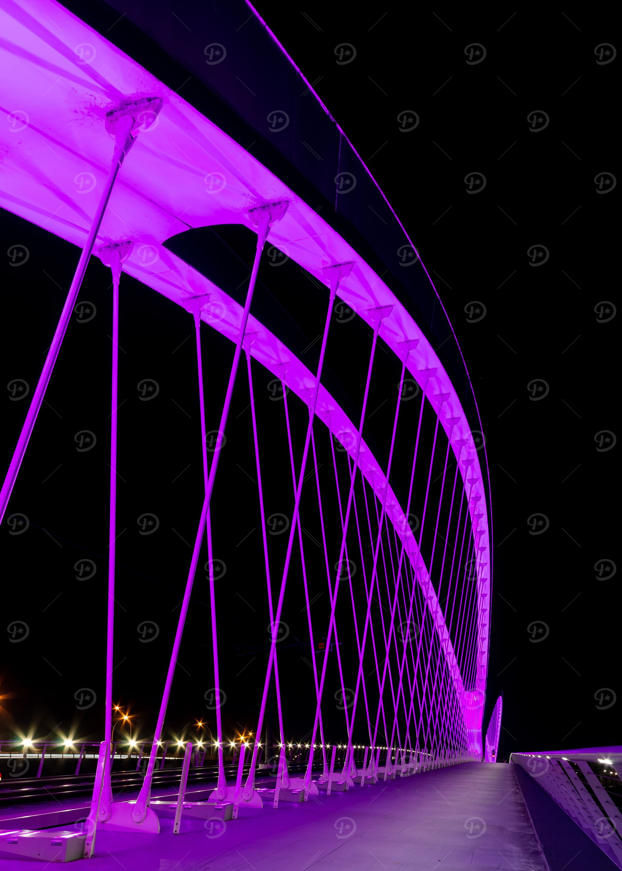 Tram bridge at night