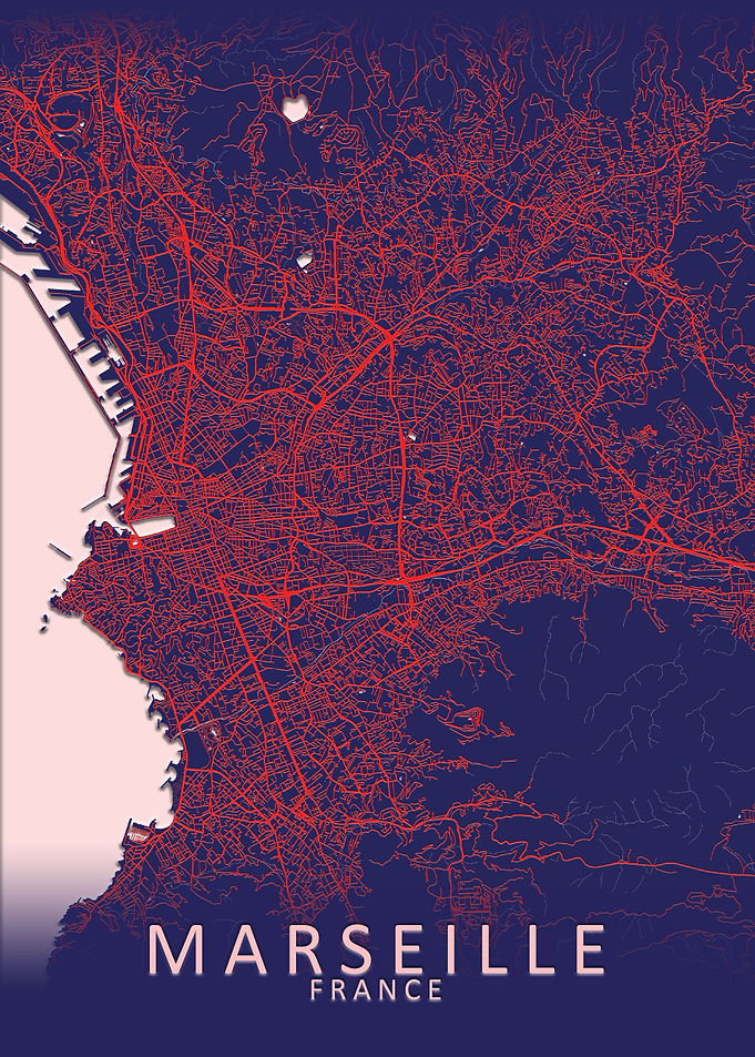 Marseille Blue City Map