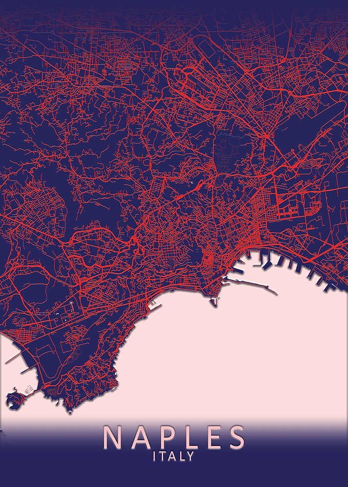 Naples Dark Blue City Map