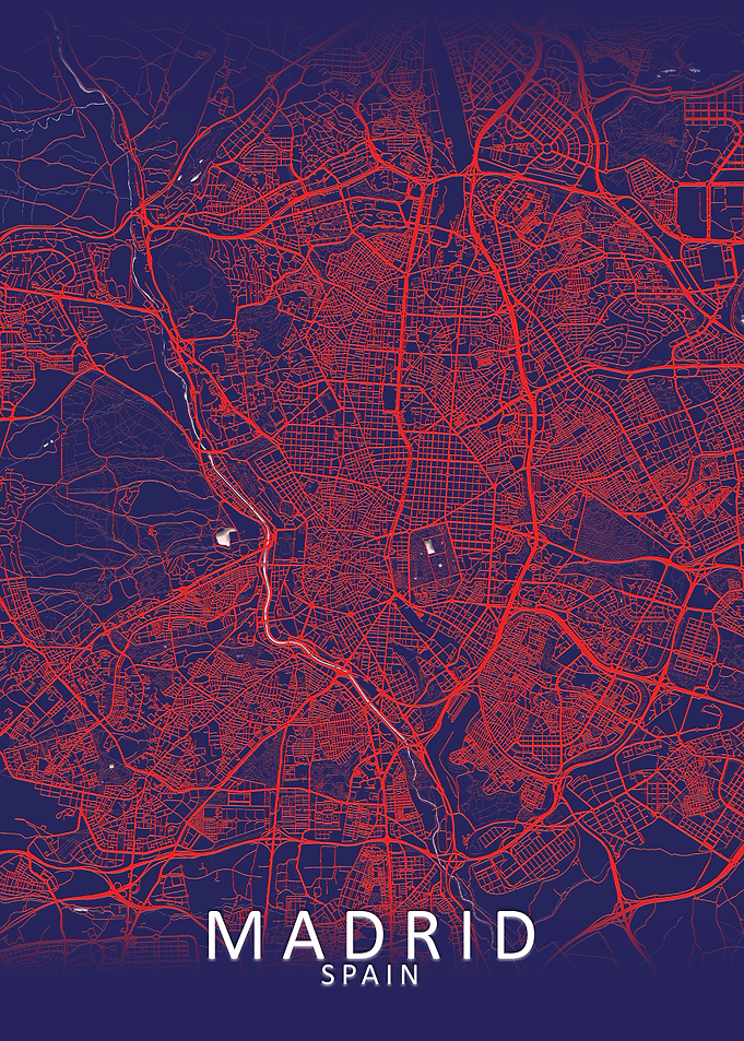 Madrid Dark blue City Map