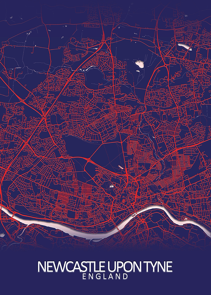 Newcastle Dark Blue Map
