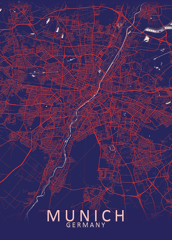 Munich Dark blue city map
