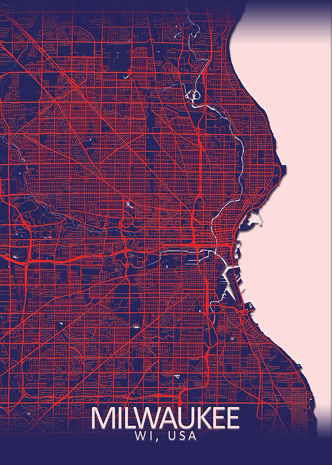 Milwaukee Dark Blue Map