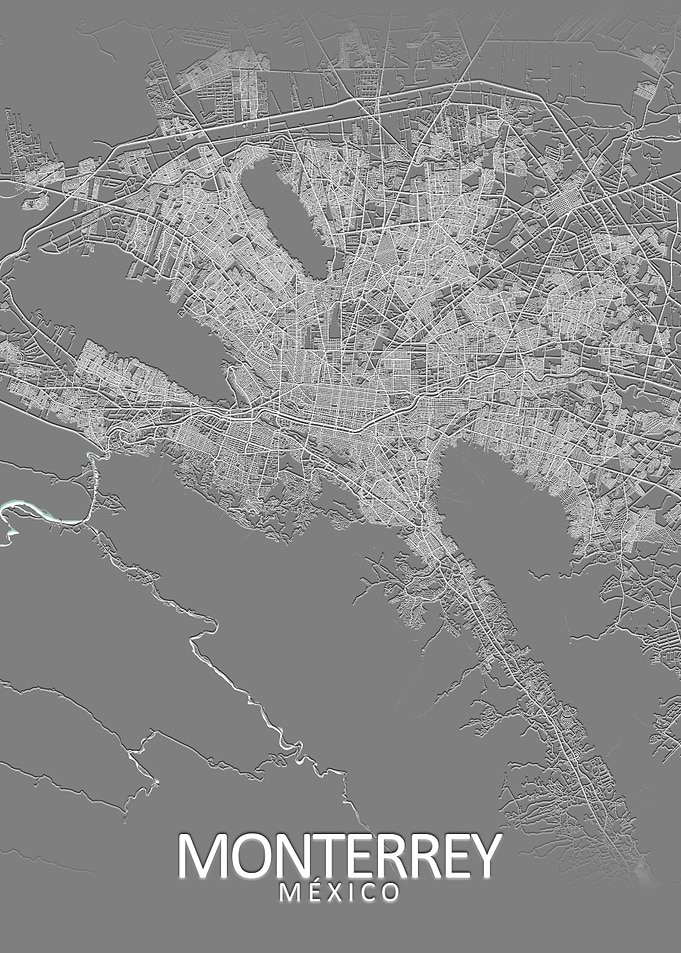 Monterrey Grey city Map